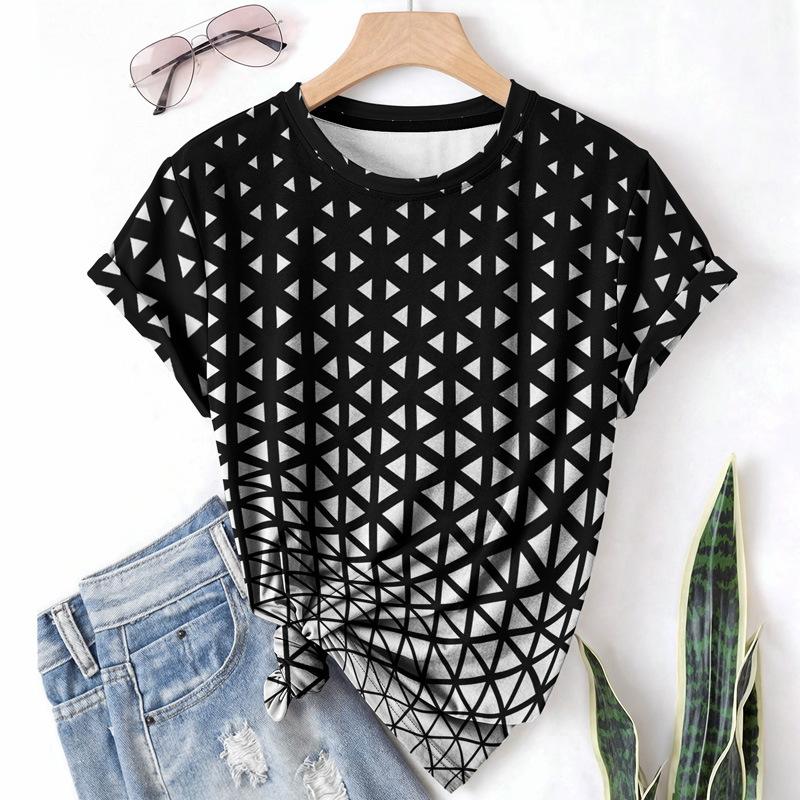 

Геометрическая Повседневная Спортивная Женская Футболка Летняя С Круглым Вырезом С Коротким Рукавом Абстрактная Свободная Дышащая Рубашка 6XL