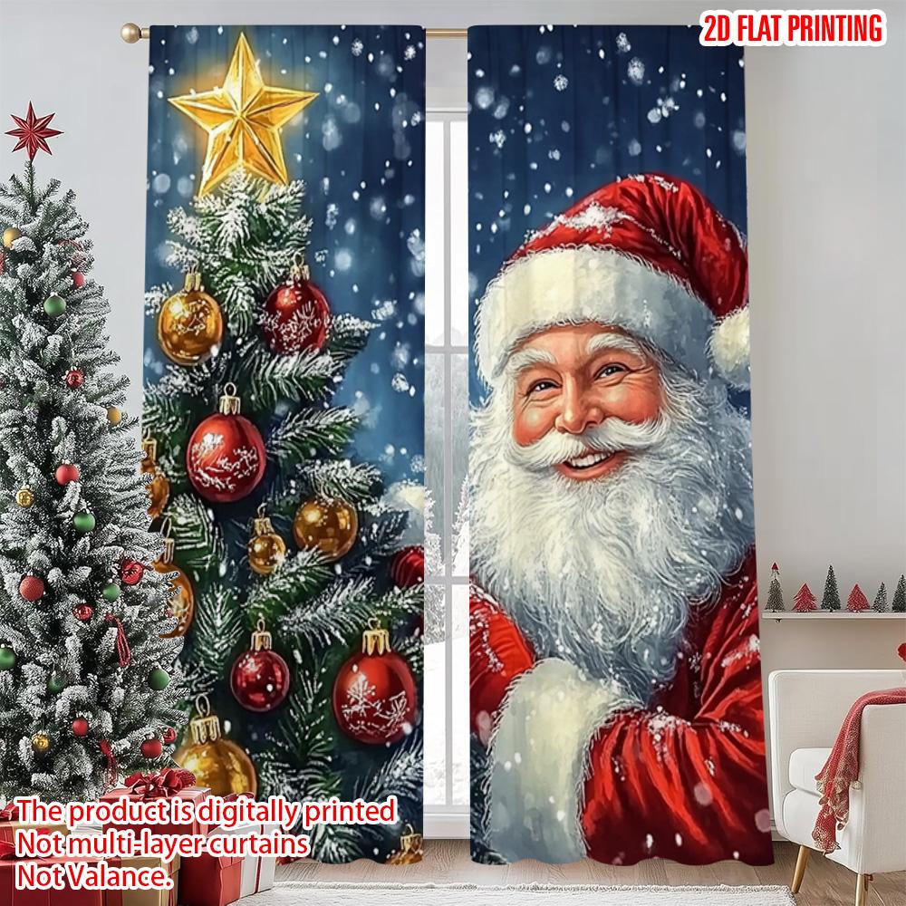 

2pcs 2D flat printing Merry Christmas Popular Curtain scenery 100% Polyester Without Electricity Holiday Decorations Perfect for 52.50×116.00 CM 2pcs