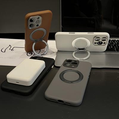 Premium Vegan Leather Case For iPhone 17 Air 16 Pro Max With AI Camera Capture Button 360 Rotation Strong Magnetic Stand