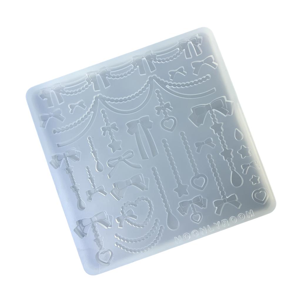 Silicone Bowknot and Bead Chain Accessories Mould Unique Epoxy Resin Jewelry Making Molds for Crafting Enthusiasts