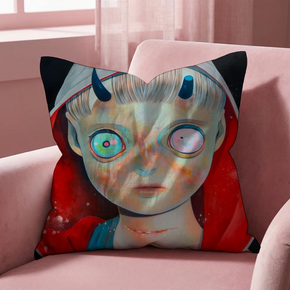 H-Hikari Shimoda IllustrationS Cushion Cover Multi-Scene Pillow Cover for Home & Car - Reversible, Soft & Durable for Daily Use
