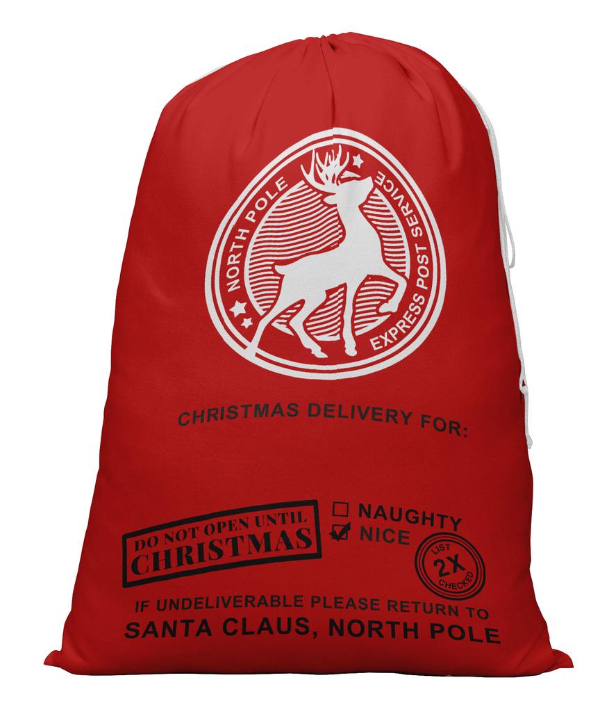 Printtoo Große Kordelzug-Canvas-Tasche, Weihnachtssack, Weihnachtsmann-Geschenksack, individuelles Partygeschenk, 2 Stück, 68,6 x 50,8 cm