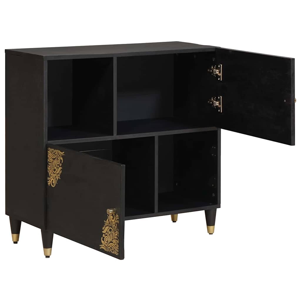 Black Sideboard with Shelf 80 x 33 x 75 cm Solid Mango Wood