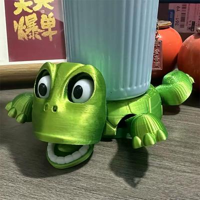3D Printed Turtle Coaster Creative Surprise Turtle Mouth Opening Interactive Game Funny Turtle Coaster Multi-Jointed Decoration