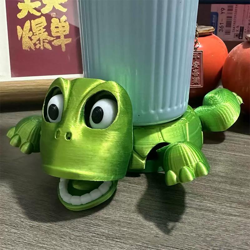 

3D Printed Turtle Coaster Creative Surprise Turtle Mouth Opening Interactive Game Funny Turtle Coaster Multi-Jointed Decoration aspicture