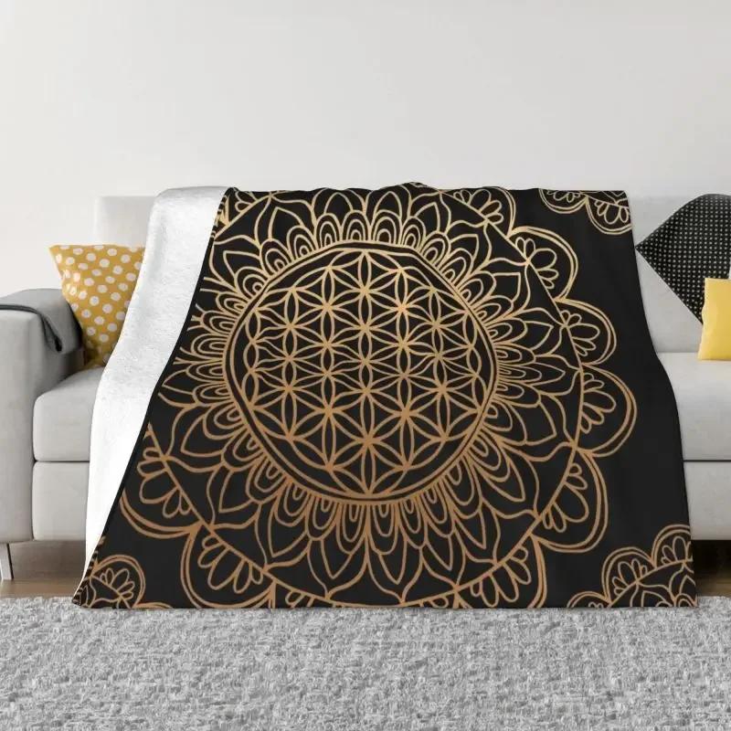 Flower Of Life Sacred Geometry Blanket Flannel Fleece Geometric Pattern Mandala Throw Blankets for Travel Bedding Couch Quilt