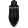 Allegra K Women's Black Block Heel Pointed Toe Chain Mule Sandals, Size 22.5