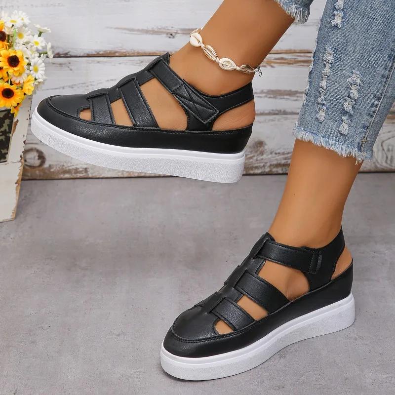 Mode 2024 Sommer Damenmode Sandalen Dicke Sohle Hohle Hausschuhe Damen Freizeitschuhe Outdoor Strand Damenschuhe Damen Sandalen