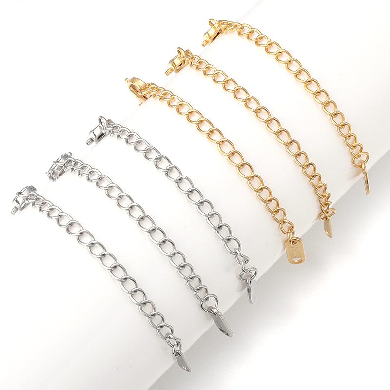 10pcs/lot Stainless Steel Extension Chains Link Jump Rings Lobster Clasps Connectors For Bracelets Necklace DIY Jewelry Making
