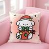 Merry Christmas Puppy Cushion Cover Soft Plush Throw Pillow Cushion CoverDoubleSided Printed Pillow Case for Sofa Home Decor