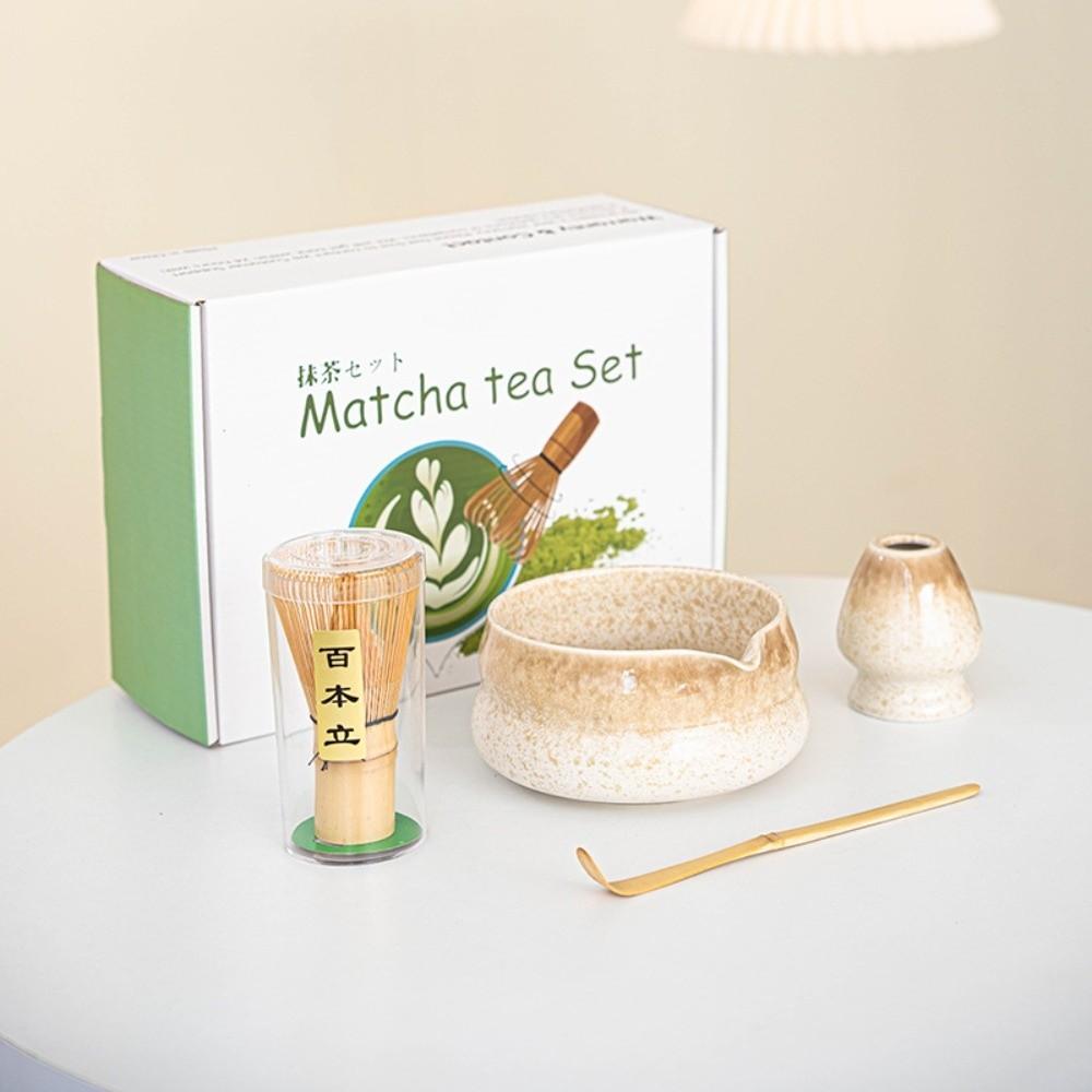 Matcha Spoon 4-piece Matcha Bowl Set Bamboo Ceramic Tea Set Accessories Ceramic Japanese Matcha Tea Set Tea-Making Tools