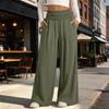 Women's Wide Leg Pants High Waist Loose Fit Pleated Bohemian Style Travel Casual Trousers with Pockets Summer Fashion Solid Color