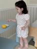 Niedliches Sommer-Pyjama-Set für Mädchen im koreanischen Stil, leichtes Outfit mit floralem Print und Shorts