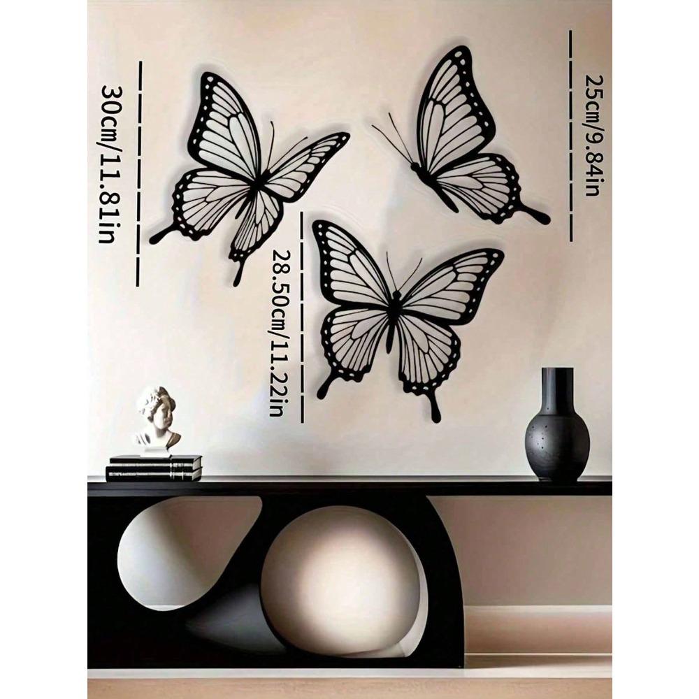 3 Stück Vintage Eisen Schmetterling Wanddeko, 3D Horizontal Hängend für Innen/Außen, Hochzeit & Feiertag