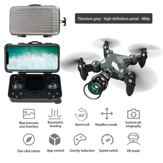 Mini Drone HD Wifi FPV con forma de equipaje, Control remoto, con cámara, plegable, retorno con un clic, Quadcopter, Juguetes