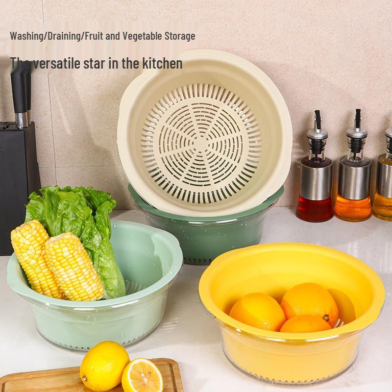 Double-Layer Large Capacity Kitchen Colander & Washing Basin