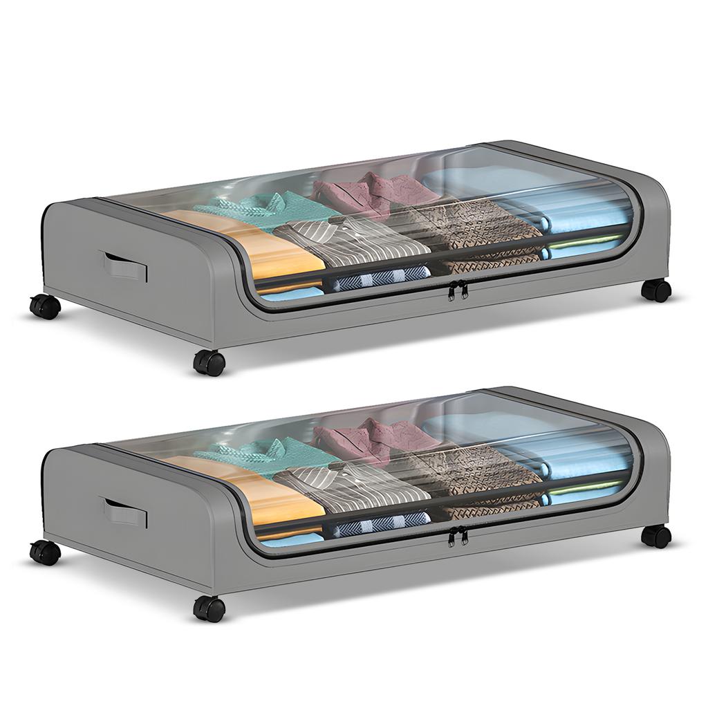 Under Bed Storage Container with Lids and Wheels Multifunctional Home Dorm Clothes Storage