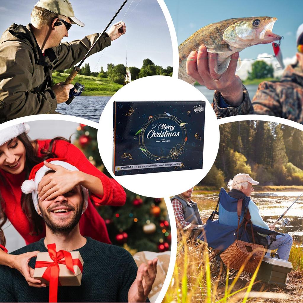 Christmas Fishing Lure Countdown 24 Days Fishing Gear Advent Bait For Daily Freshwater Saltwater For Angler Husband Father