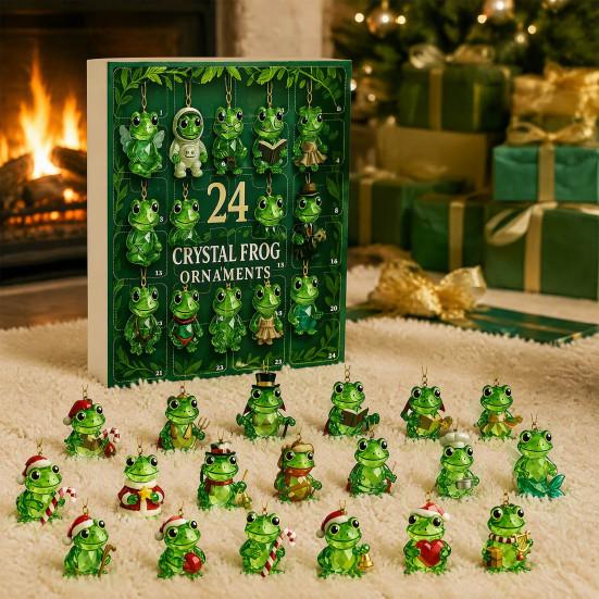 Holiday Surprise Gifts Faux Crystal Frog Advent Calendar 2026, 24 Days Christmas Countdown with Tree Ornaments Hanging Decor Animal Ornament,