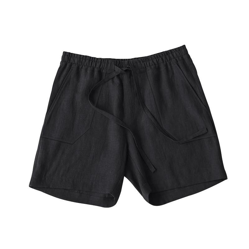 Men Linen Casual Shorts, Elastic Drawstring Waist Big Patch Pocket Loose Fit Lightweight Summer Beach Walking Shorts With Side Pockets Multiple Colors