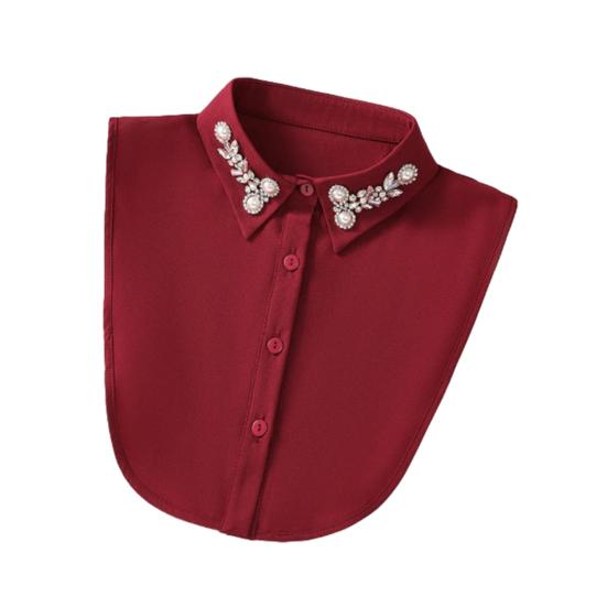 

Рубашка с накладным воротником, стразы, искусственный жемчуг, съемный, регулируемый, декорированный топ, воротник-половина рубашки, воротник для формального мероприятия, аксессуар