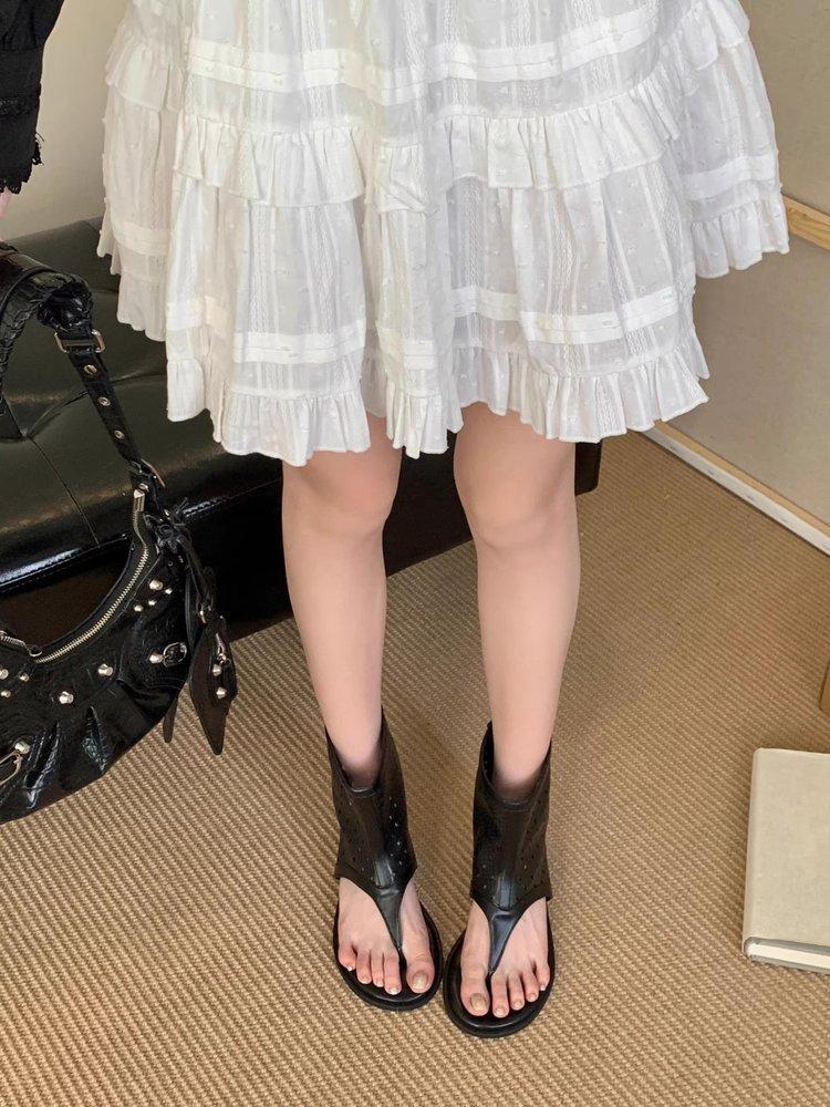 2025 Summer New Korean Version of Personalized Toe Sandals Women's Hollowed-out Versatile Toe Cool Boots Fashion Short Boots