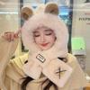 Hat winter warm cute scarf plush hat christmas deer gloves scarf integrated three-piece set versatile winter