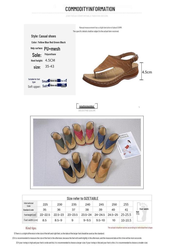 New 2021 Women's Large Size European & American Solid Color Embroidered Thong Flat Sandals, Size 43 Available