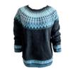 Women's Fashionable Casual Printed Round Neck Pullover Loose Long Sleeved Sweater Top