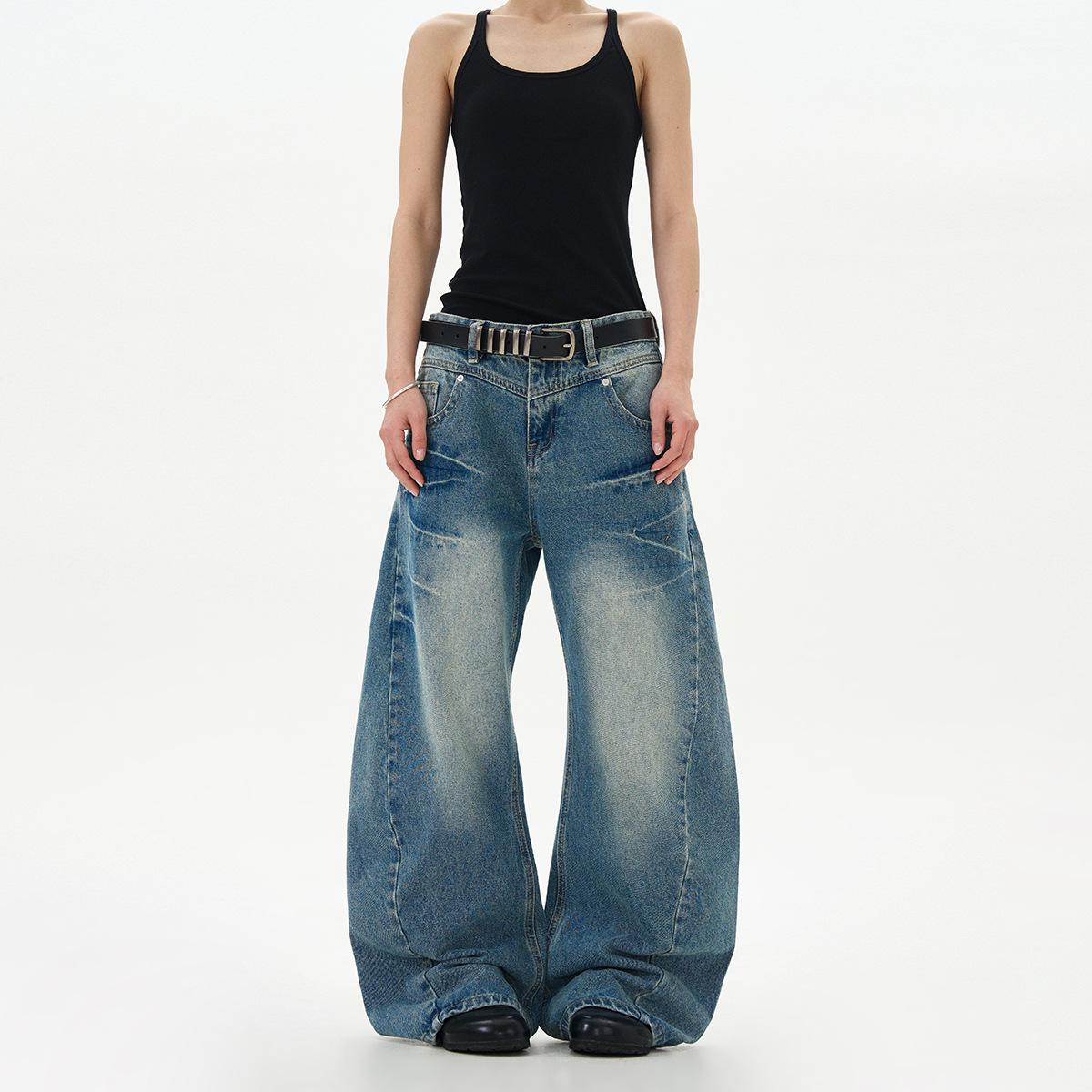 

Унисекс Ретро Деконструированные Джинсы Сабля-Молния 2XL синий