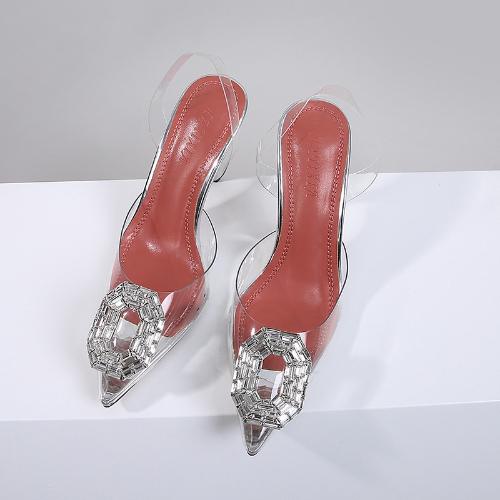 Fashion Elegant Rhinestone Satin Stiletto Heels Pointed Toe Women Sandals Summer Fashion Shoes