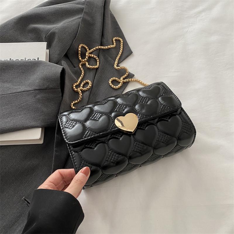 Fashionable Pu Leather Small Chain Bag For Women 2024 Trendy Shoulder Bag чёрный