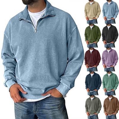 Men's Pullover Mock Neck Cotton Sweatshirt Long Sleeve Top For Fall Winter