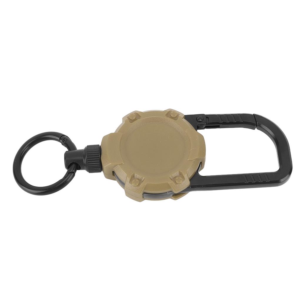 Magnetic Retractable Keychain Stainless Steel Wire Easy Pull Buckle Carabiner Key Chain Tan
