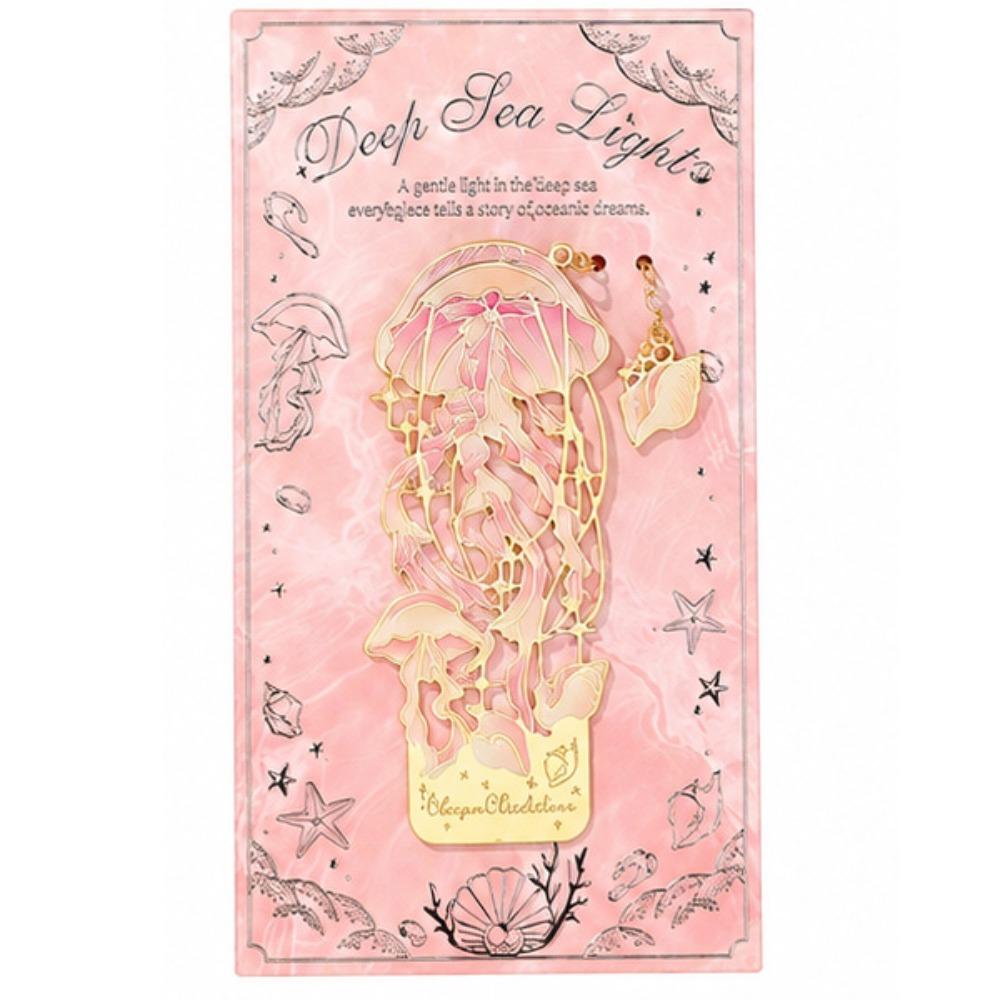 Jellyfish Shape Metal Bookmark with Pendant Hollow Marine Animal Bookmarks Artistic Craft Chinese Style Bookmarks for Children