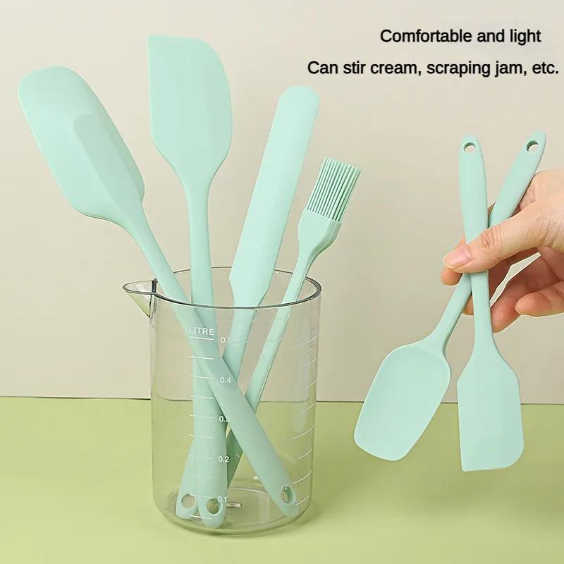 6pc Silicone Spatula set for baking-cake frosting kit with brush, non-stick scrapers & cream spreads | cute kitchen gadgets
