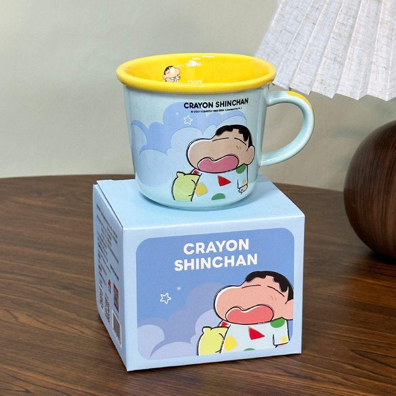 Cute Ceramic Mug Children's Scale Crayon Shin Shiba Drinking Water Cup Couple Style Breakfast Cup Birthday Gift