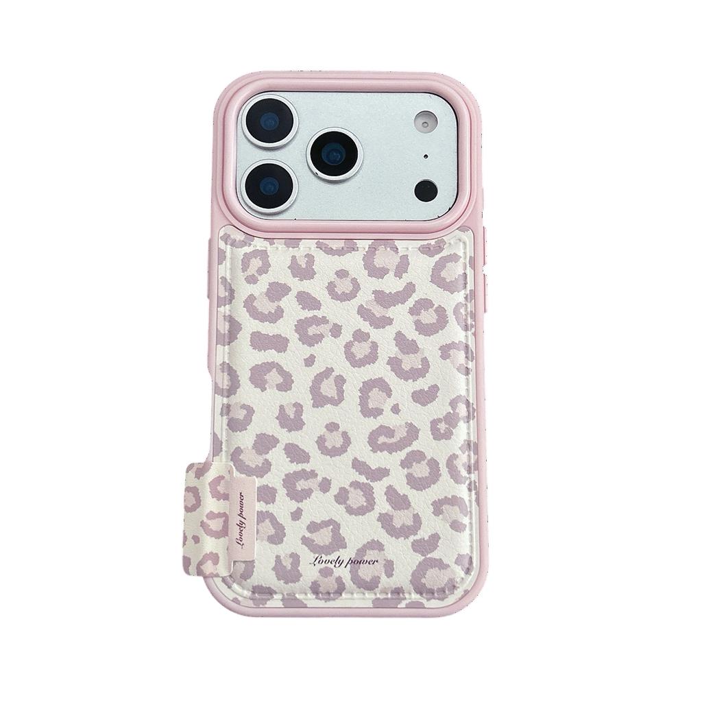 Fashion Sweet Pink Leopard Print Leather Shockproof Protective Phone Cover Case for iPhone 17 16 15 14 Pro Max