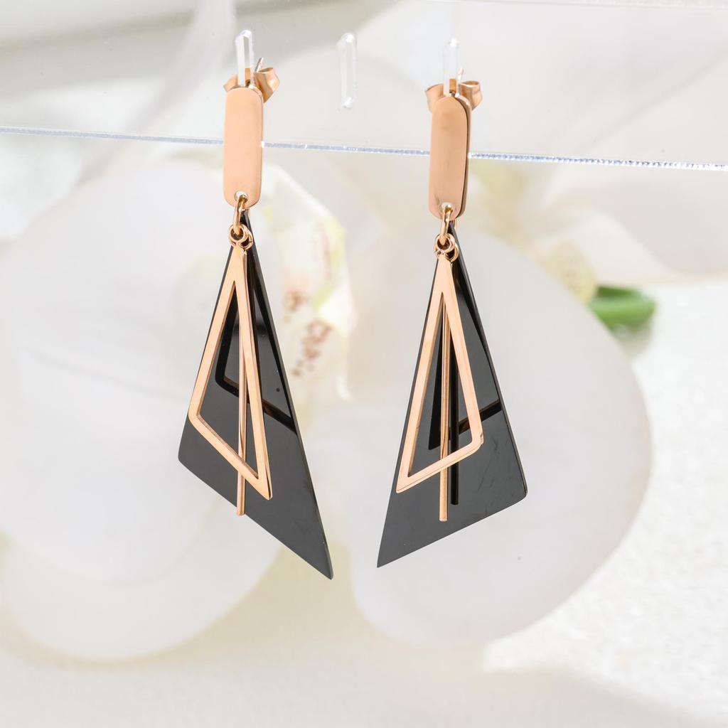 Non-titanium Steel Long Earrings Modify Face Shape Temperament Fringed Earrings Triangle Earrings Niche Personality Design