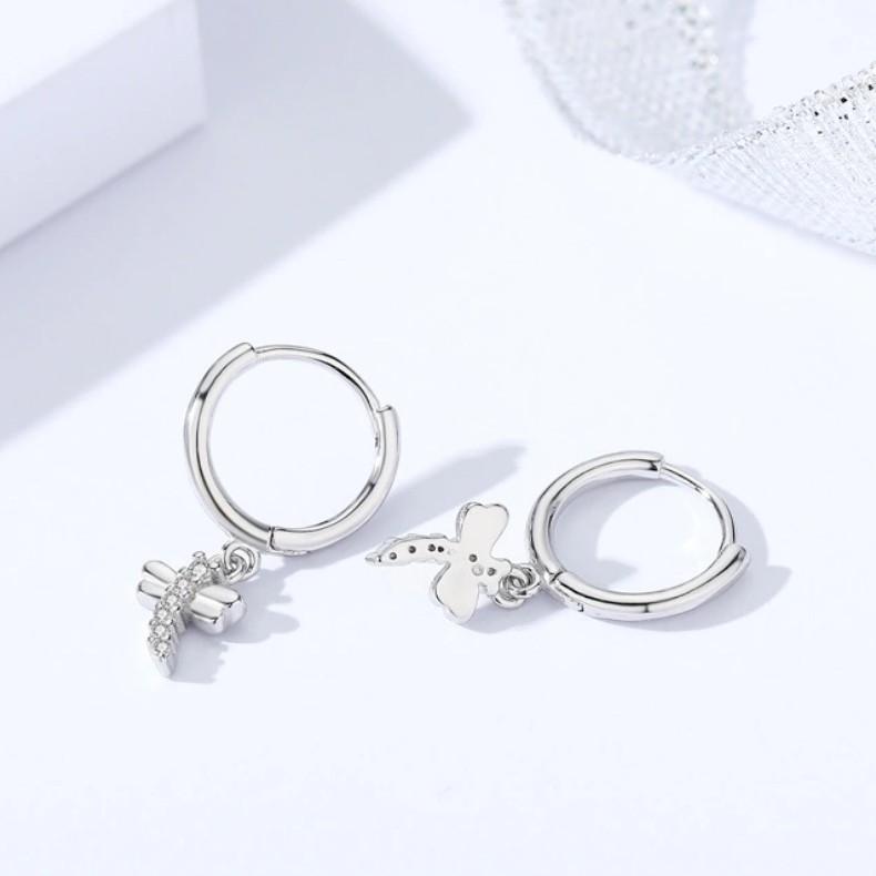 New Fashionable Earrings with Dragonfly Earrings, Dragonfly Ear Buckles, Female INS Style Earrings белого золота