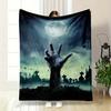Halloween Zombie Hand Print Flannel Throw Blanket Soft Reversible Machine Washable For All Seasons Perfect For Bed Sofa