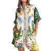 2026 Spring European and American Women's Casual Printed Three-Quarter Sleeve Pants Suit