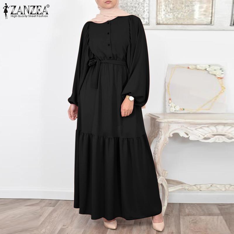 

ZANZEA Свободное повседневное женское платье с круглым вырезом и длинными рукавами