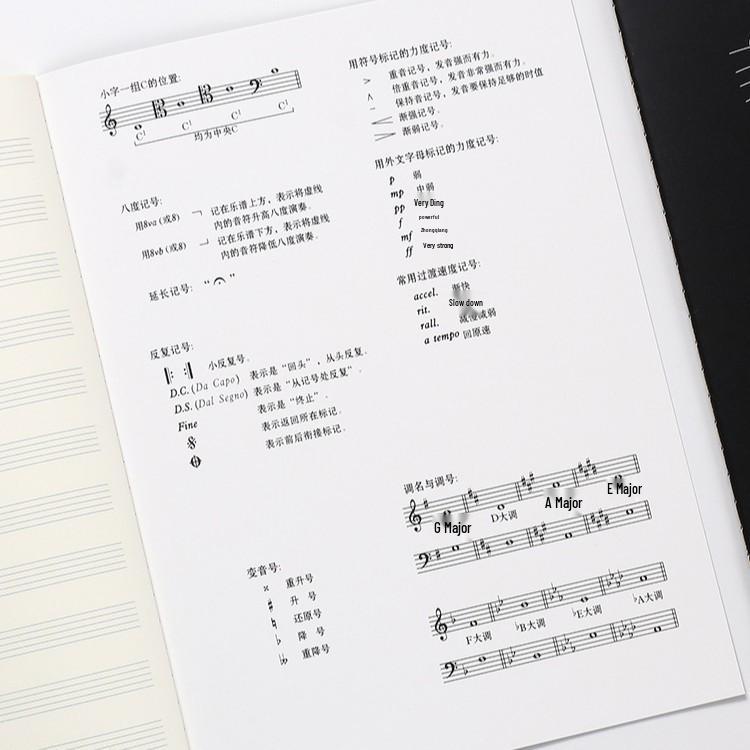 16K Large B5 Staff Paper: Thick Stitch-Bound Music Theory & Composition Notebook with Soft Cover