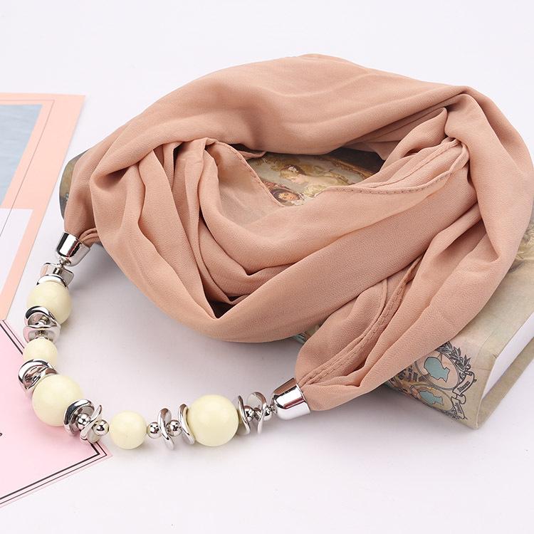 Wunderschöner Perlenanhänger Ring Schal Damen Schal Schal Schmuck Halskette Ethnischer Stil Chiffonschal