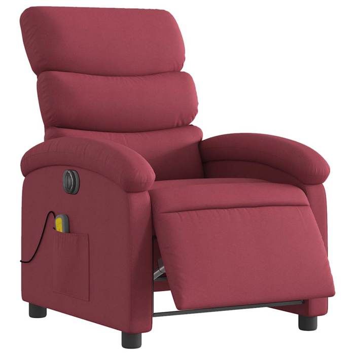 VidaXL Electric Reclining Massage Armchair Bordeaux Red Fabric 3203969