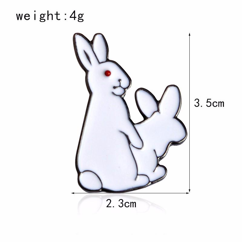 Cartoon Lovely White Rabbits Brooch Pins Animal Brooch Denim Jacket Pin Badge Gift Funny Fashion Jew