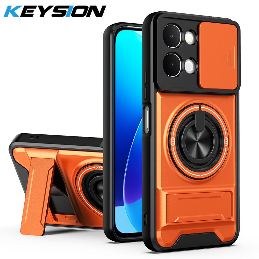 

KEYSION Magnetic Phone Case for IQOO Z11X 5G Slide Camera Protection Upright Kickstand Ring Shockproof Back Cover for VIVO Y31d for IQOO Z11X оранжевый
