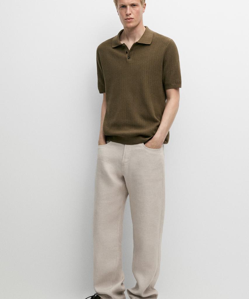 Masimodutti 100% Cotton Textured Knit Jersey Polo