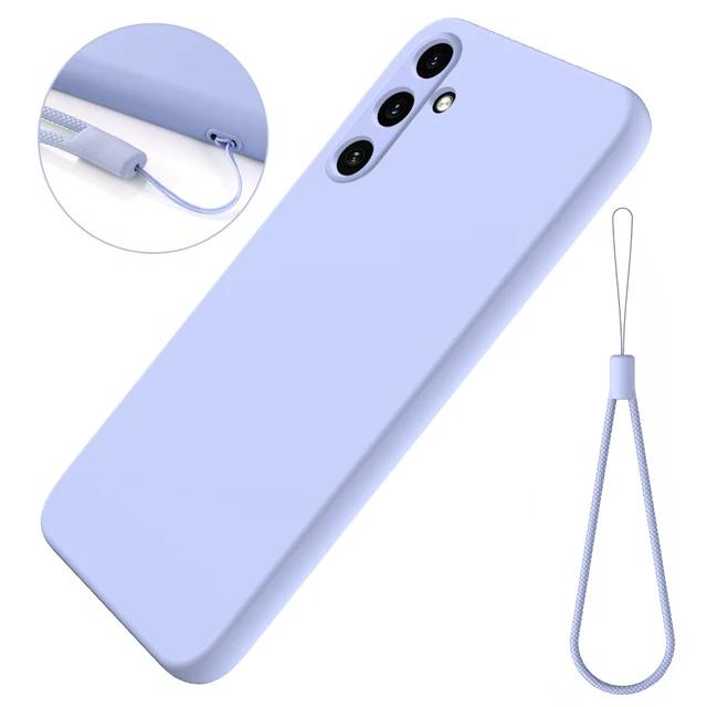 For Samsung Galaxy A55 A54 A35 A34 A25 A24 A15 A14 Case Liquid Silicon Lanyard Cover Matte Soft Shell Anti-fall Non-Slip Fundas